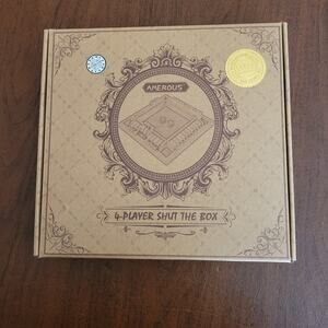 AMEROUS 1-4 Players Shut The Box Dice Game, Wooden Board Table New sealed
